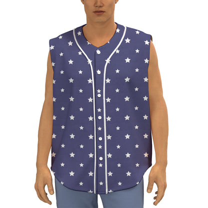 American Little Star Pattern Print Sleeveless Baseball Jersey