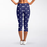 American Little Star Pattern Print Women's Capri Leggings