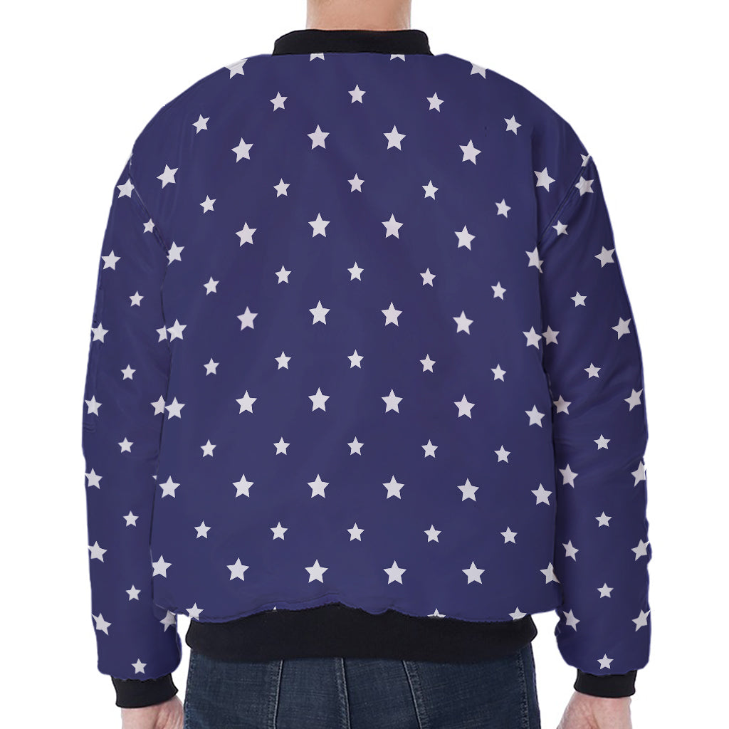 American Little Star Pattern Print Zip Sleeve Bomber Jacket
