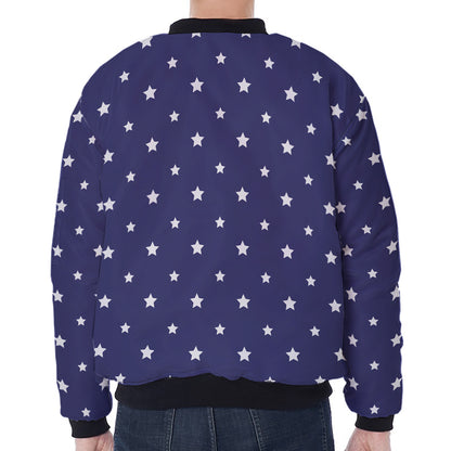 American Little Star Pattern Print Zip Sleeve Bomber Jacket