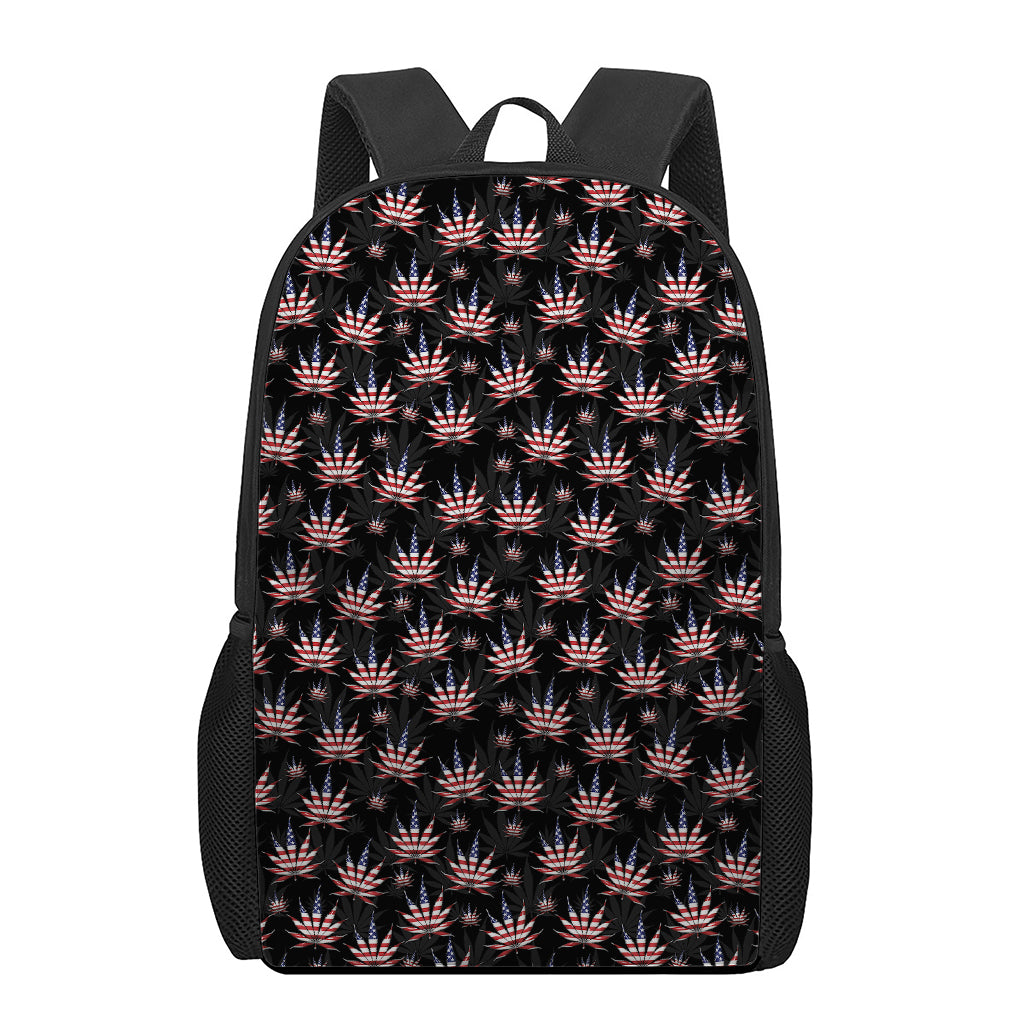American Marijuana Leaf Pattern Print 17 Inch Backpack