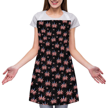 American Marijuana Leaf Pattern Print Adjustable Apron