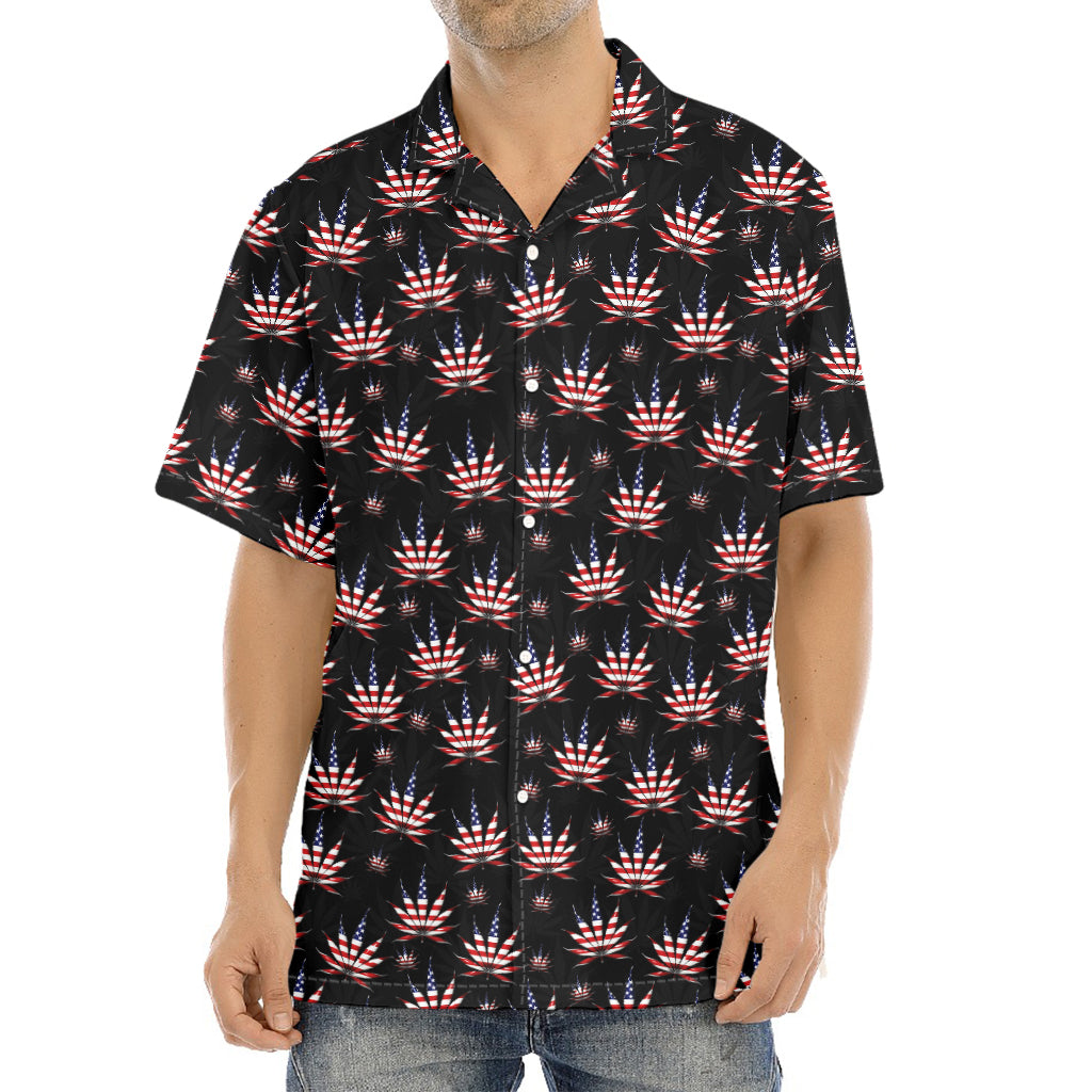 American Marijuana Leaf Pattern Print Aloha Shirt