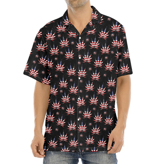 American Marijuana Leaf Pattern Print Aloha Shirt