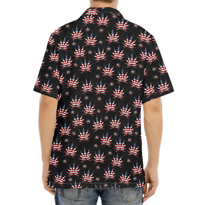 American Marijuana Leaf Pattern Print Aloha Shirt