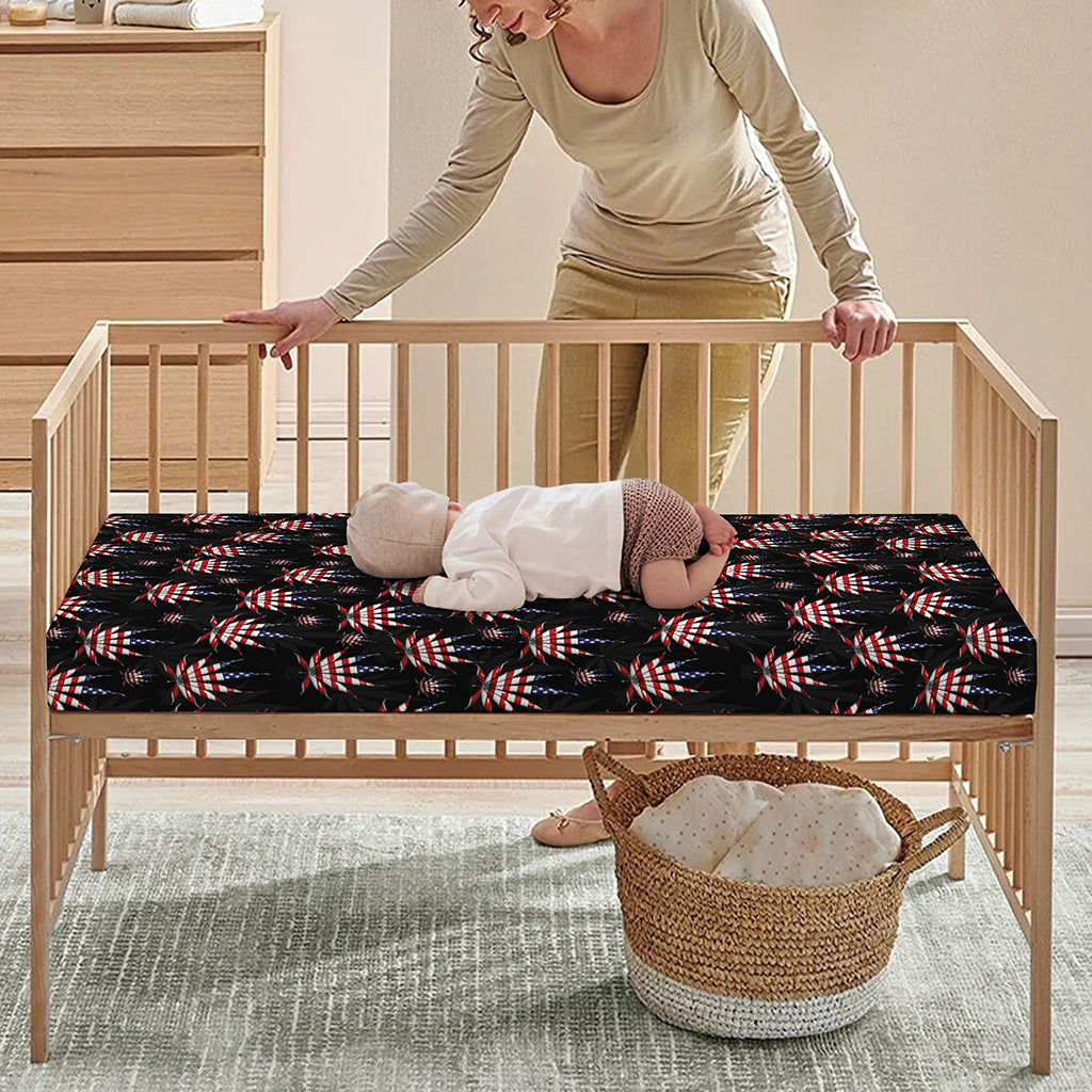 American Marijuana Leaf Pattern Print Baby Crib Sheet