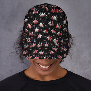 American Marijuana Leaf Pattern Print Baseball Cap