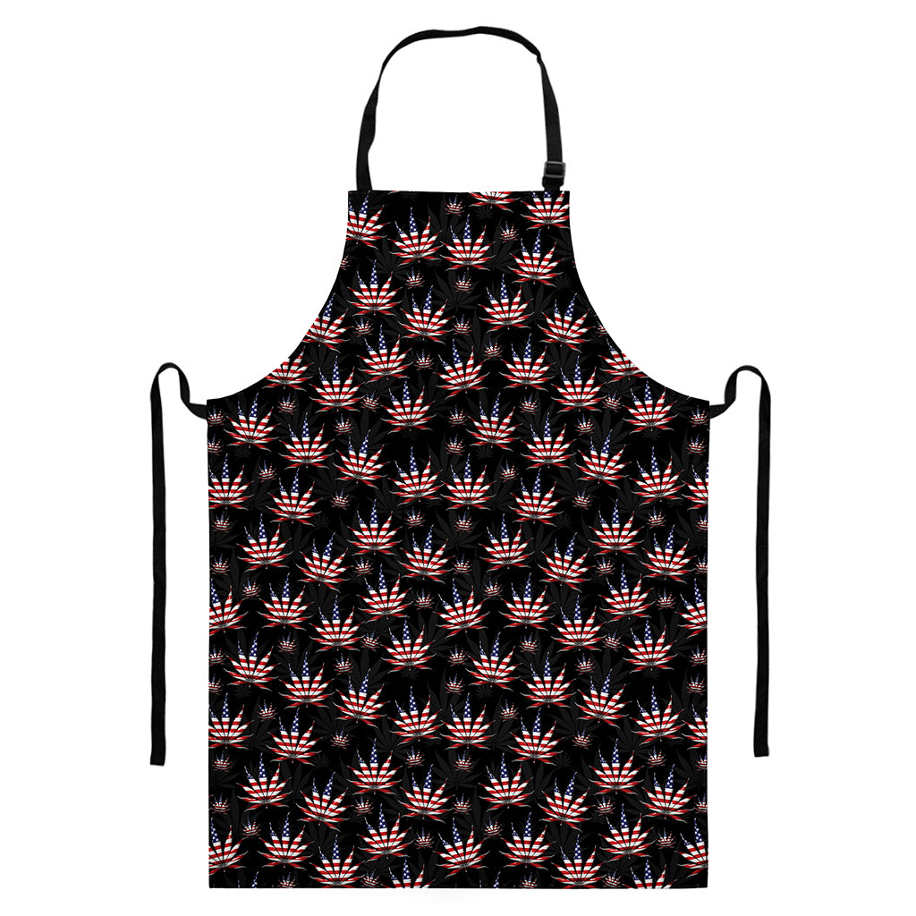 American Marijuana Leaf Pattern Print Bib Apron With Pocket