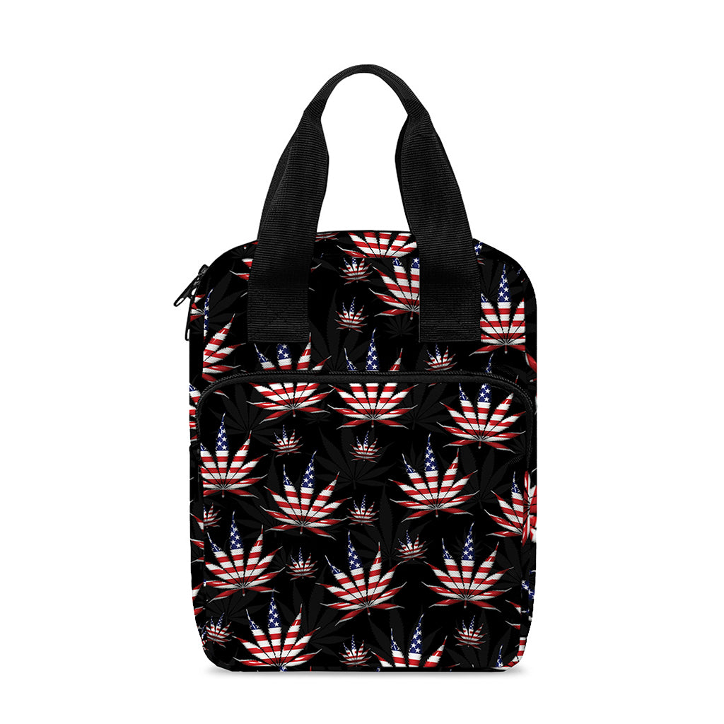 American Marijuana Leaf Pattern Print Bible Tote Bag