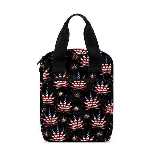 American Marijuana Leaf Pattern Print Bible Tote Bag
