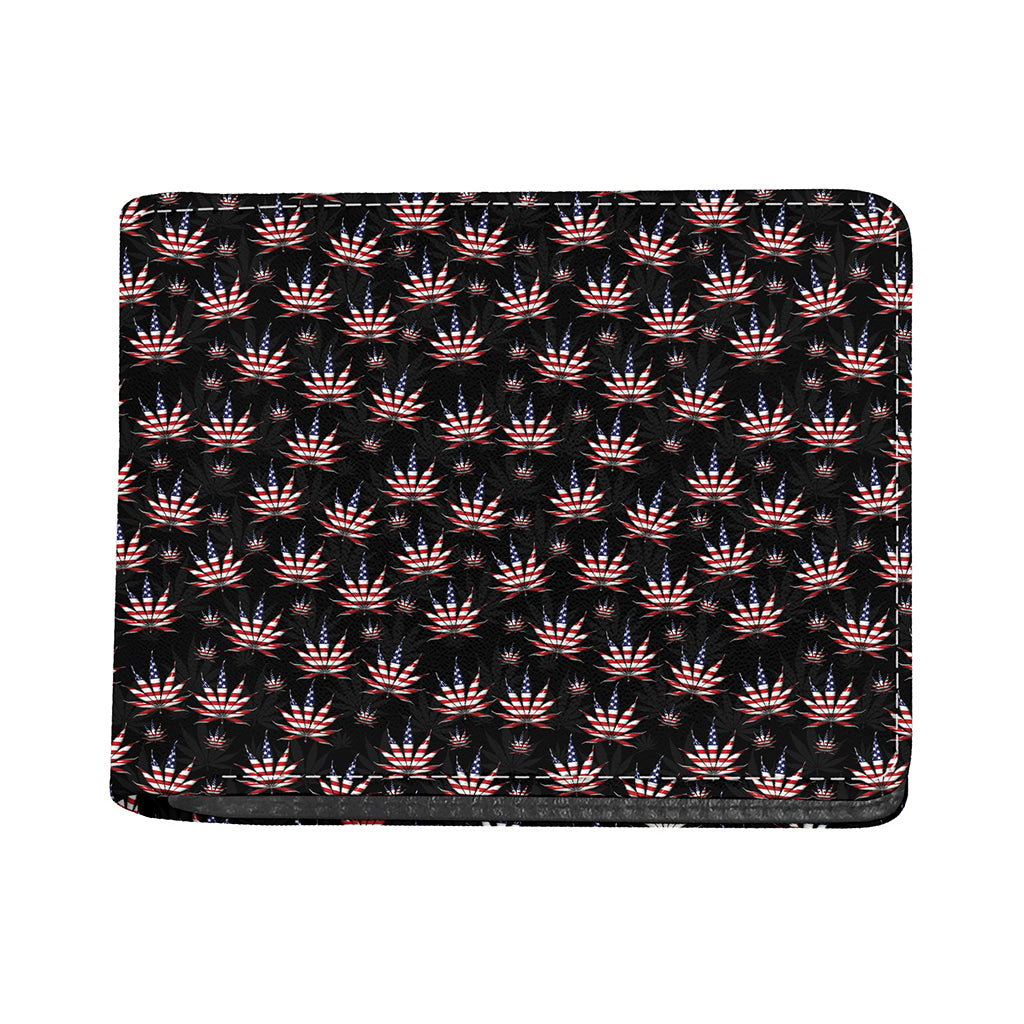 American Marijuana Leaf Pattern Print Bifold Wallet
