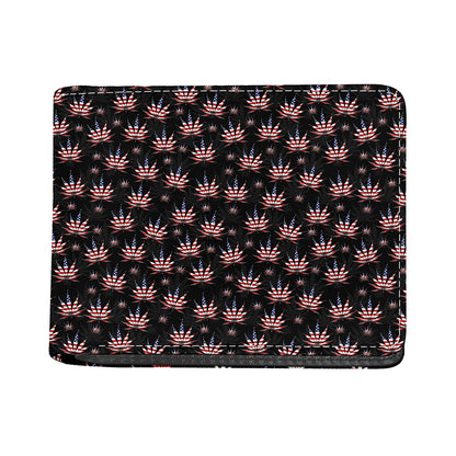 American Marijuana Leaf Pattern Print Bifold Wallet