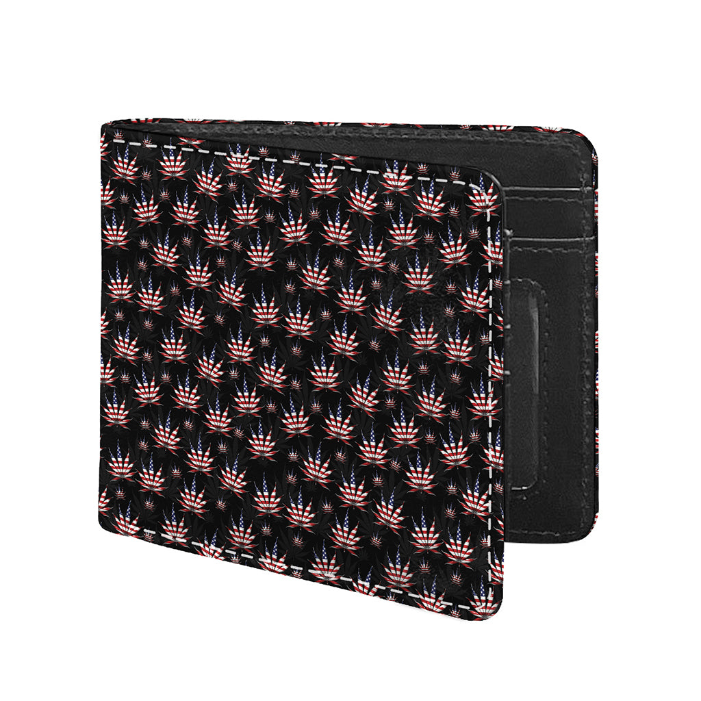 American Marijuana Leaf Pattern Print Bifold Wallet