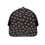 American Marijuana Leaf Pattern Print Black Mesh Trucker Cap