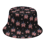 American Marijuana Leaf Pattern Print Bucket Hat