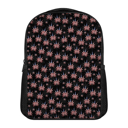 American Marijuana Leaf Pattern Print Casual Backpack