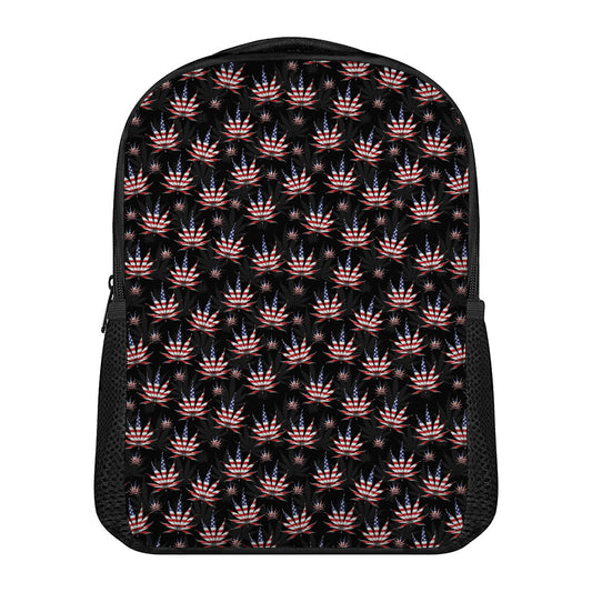 American Marijuana Leaf Pattern Print Casual Backpack