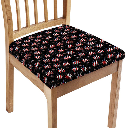 American Marijuana Leaf Pattern Print Chair Cushion Cover