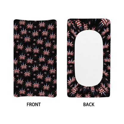 American Marijuana Leaf Pattern Print Changing Pad Cover