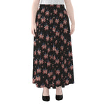 American Marijuana Leaf Pattern Print Chiffon Maxi Skirt