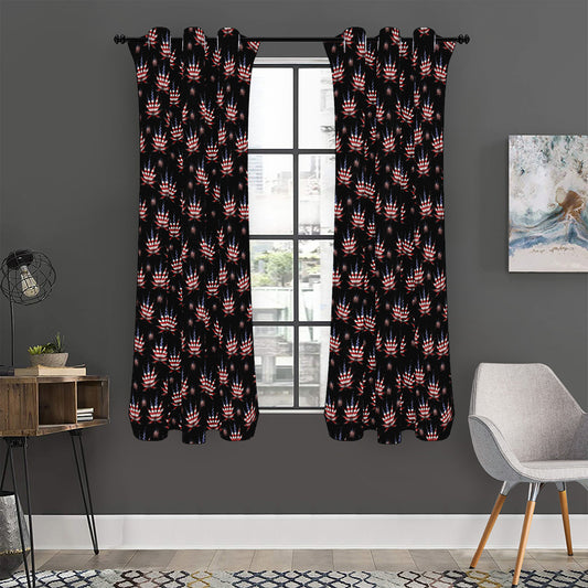 American Marijuana Leaf Pattern Print Curtain