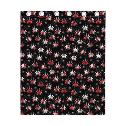 American Marijuana Leaf Pattern Print Curtain