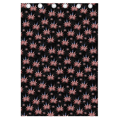 American Marijuana Leaf Pattern Print Curtain