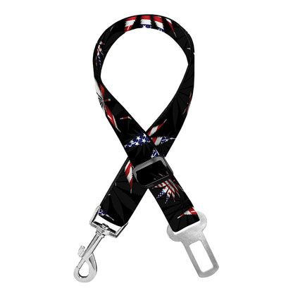 American Marijuana Leaf Pattern Print Dog Seat Belt
