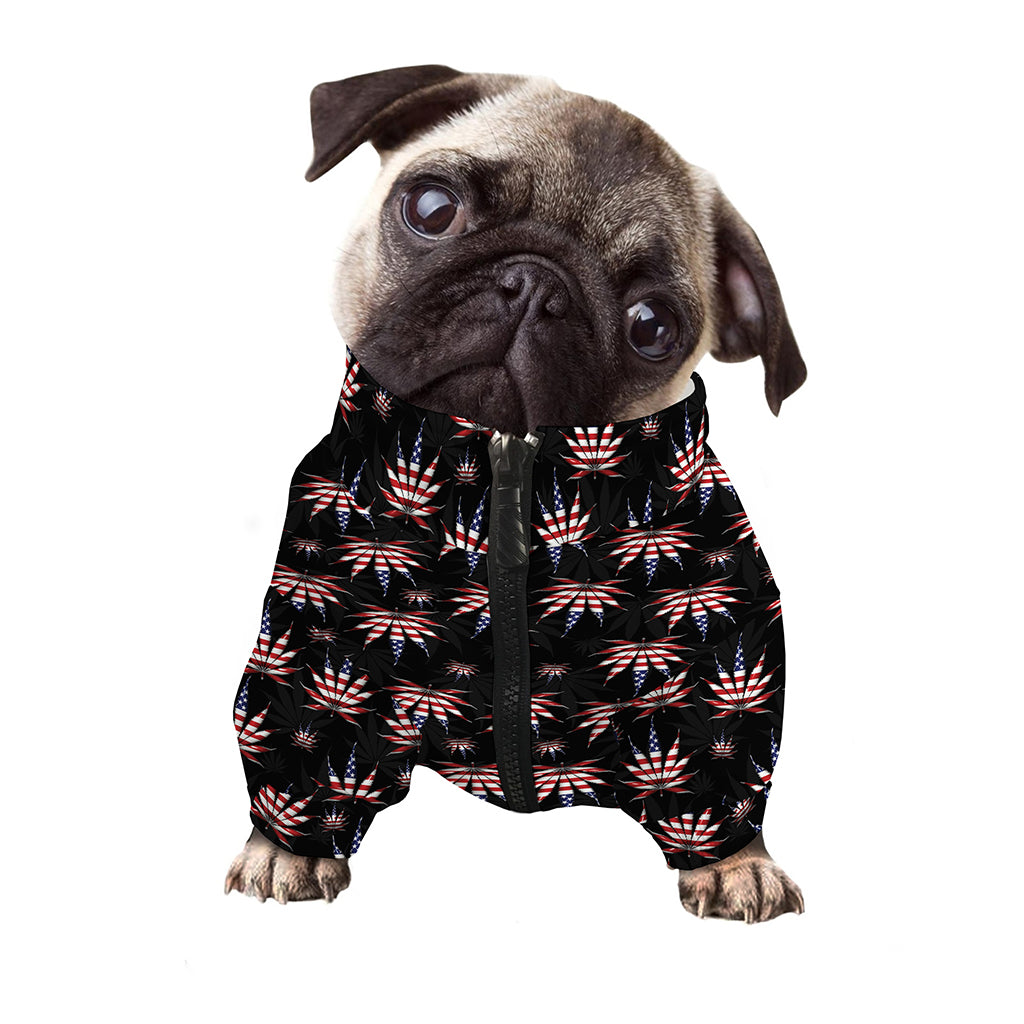 American Marijuana Leaf Pattern Print Dog Zip Up Jacket