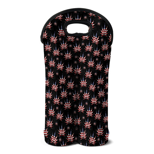 American Marijuana Leaf Pattern Print Double Neoprene Wine Tote