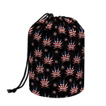 American Marijuana Leaf Pattern Print Drawstring Makeup Bag