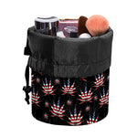 American Marijuana Leaf Pattern Print Drawstring Makeup Bag