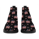 American Marijuana Leaf Pattern Print Flat Ankle Boots