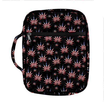 American Marijuana Leaf Pattern Print Front Pocket Bible Bag