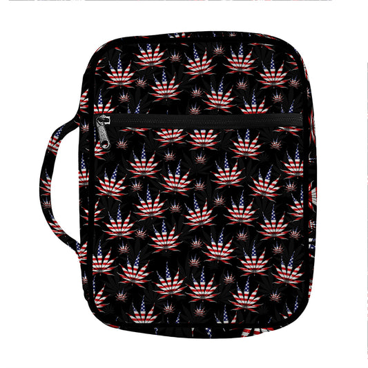 American Marijuana Leaf Pattern Print Front Pocket Bible Bag