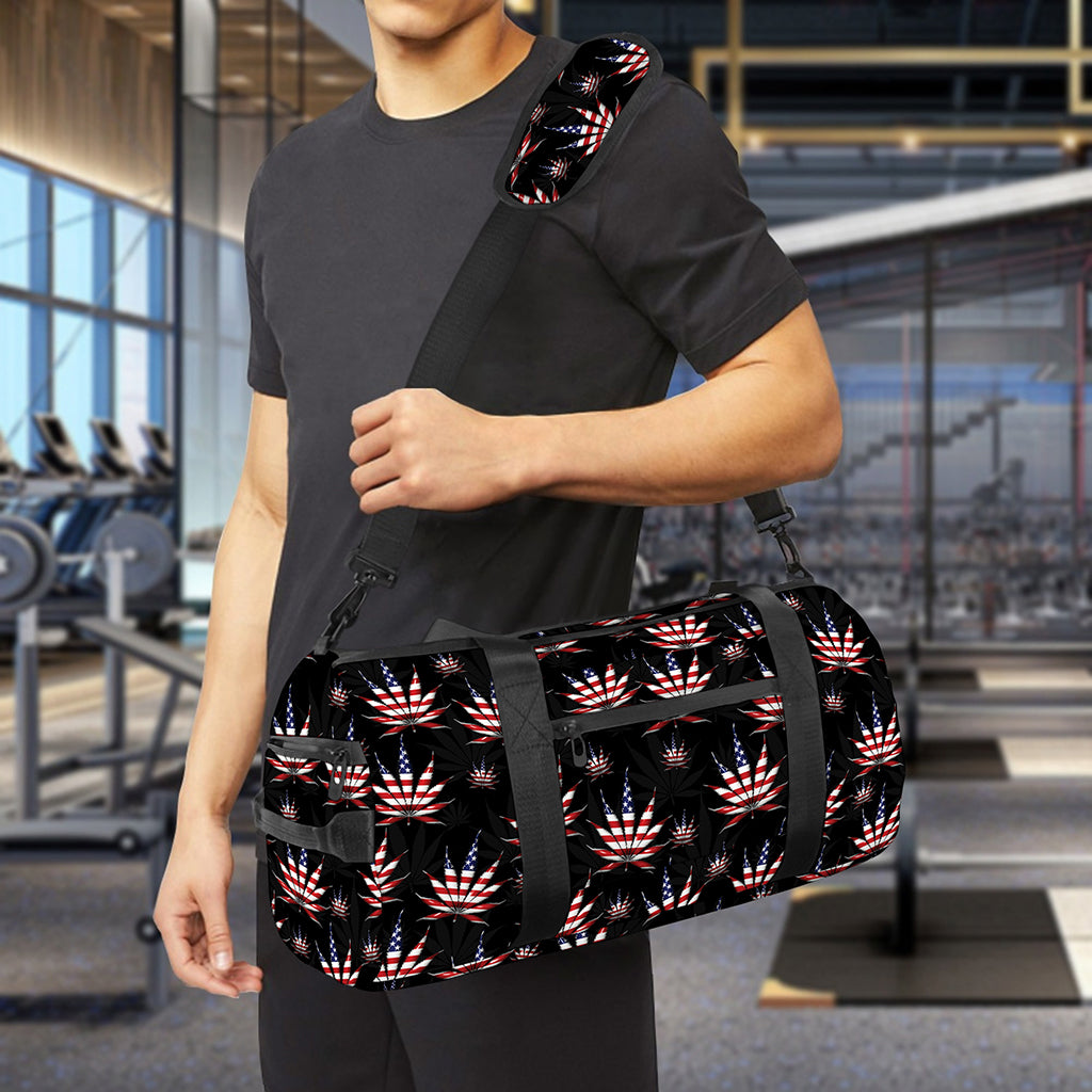 American Marijuana Leaf Pattern Print Gym Bag