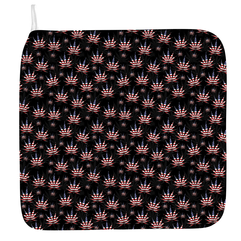American Marijuana Leaf Pattern Print Hand Towel