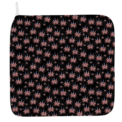 American Marijuana Leaf Pattern Print Hand Towel