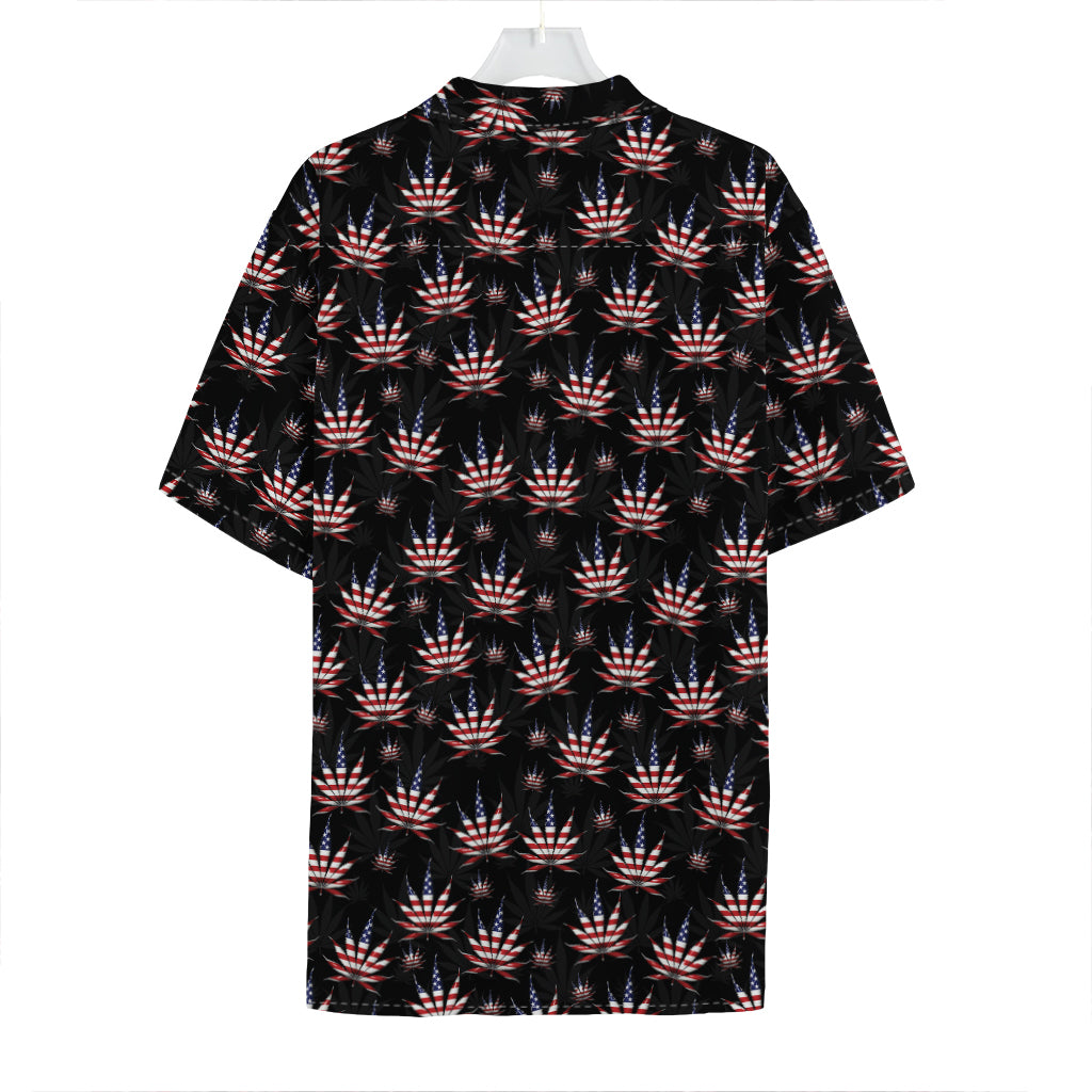 American Marijuana Leaf Pattern Print Hawaiian Shirt