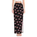 American Marijuana Leaf Pattern Print High Slit Maxi Skirt