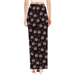 American Marijuana Leaf Pattern Print High Slit Maxi Skirt