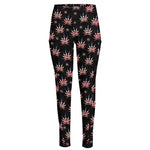 American Marijuana Leaf Pattern Print High-Waisted Pocket Leggings