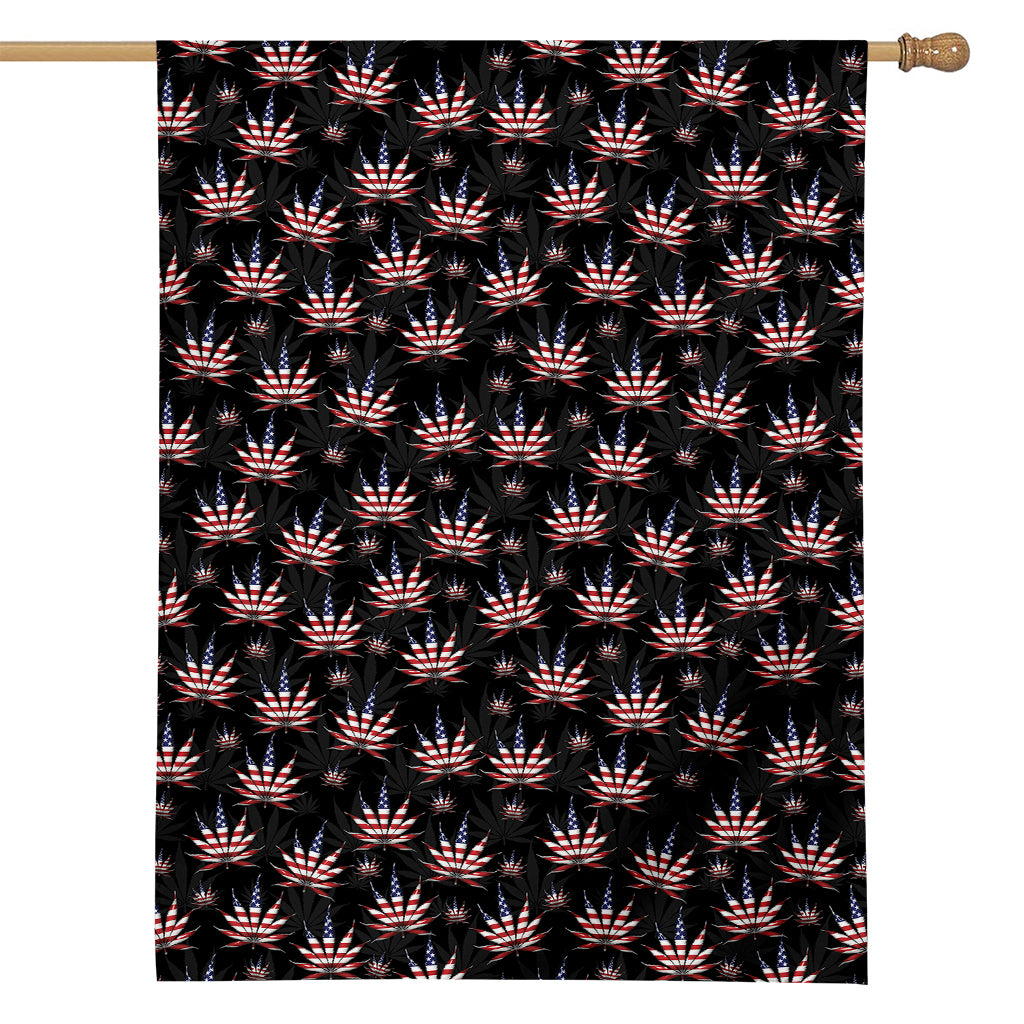 American Marijuana Leaf Pattern Print House Flag