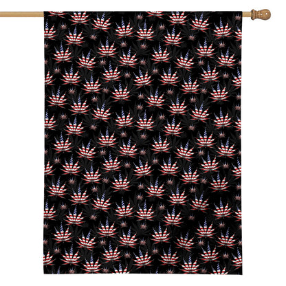 American Marijuana Leaf Pattern Print House Flag