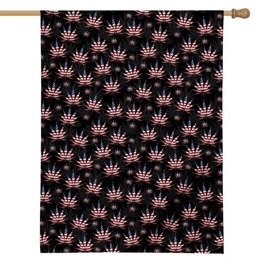 American Marijuana Leaf Pattern Print House Flag