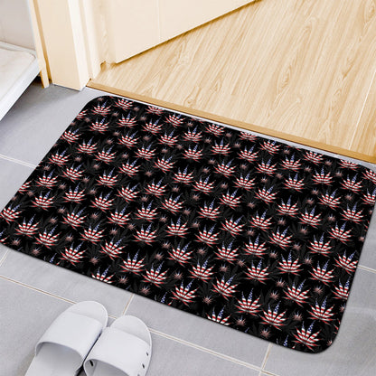 American Marijuana Leaf Pattern Print Indoor Door Mat