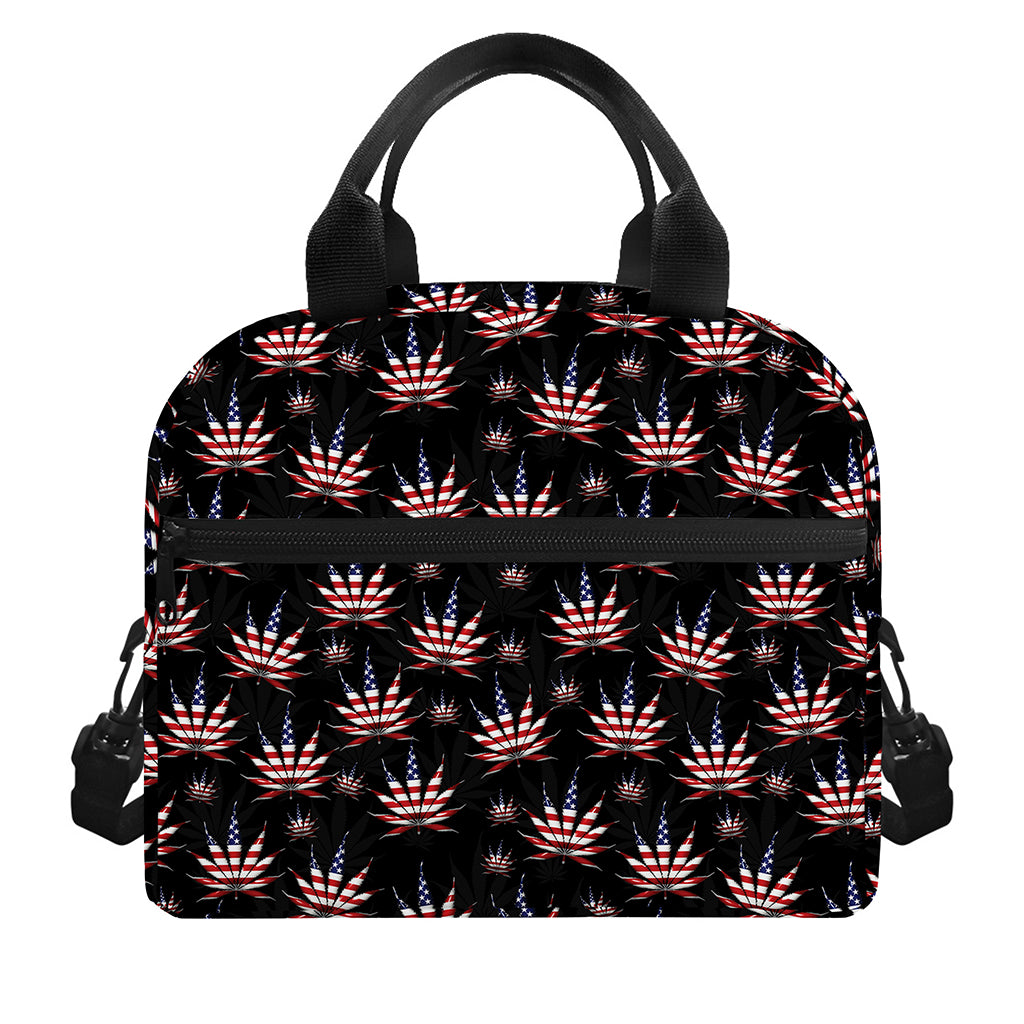 American Marijuana Leaf Pattern Print Insulated Lunch Bag