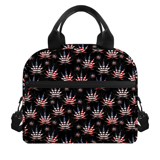 American Marijuana Leaf Pattern Print Insulated Lunch Bag