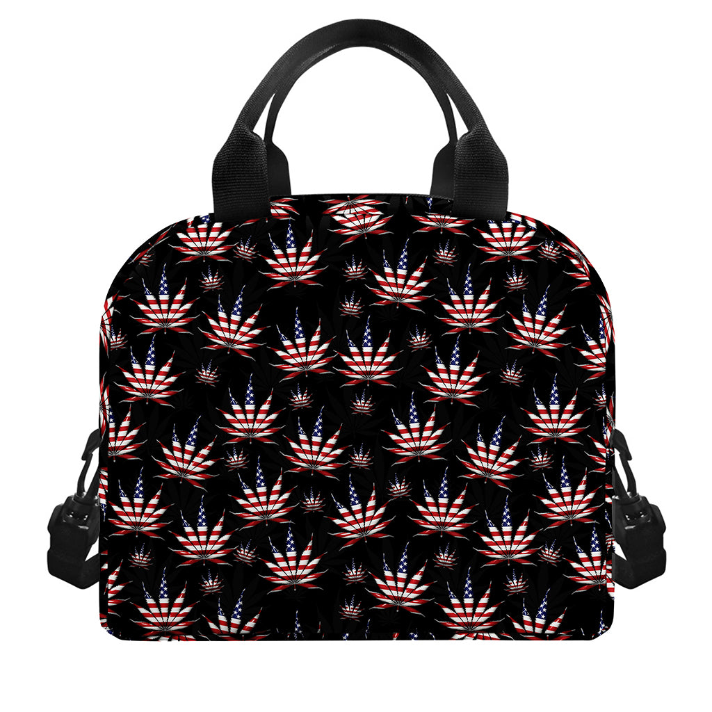 American Marijuana Leaf Pattern Print Insulated Lunch Bag