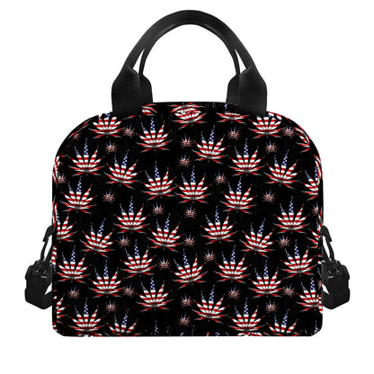 American Marijuana Leaf Pattern Print Insulated Lunch Bag